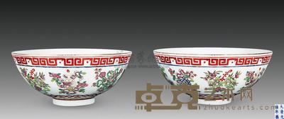 清光绪 粉彩八宝纹碗 （一对） 直径12cm