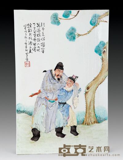 粉彩人物瓷板 38.5×25cm