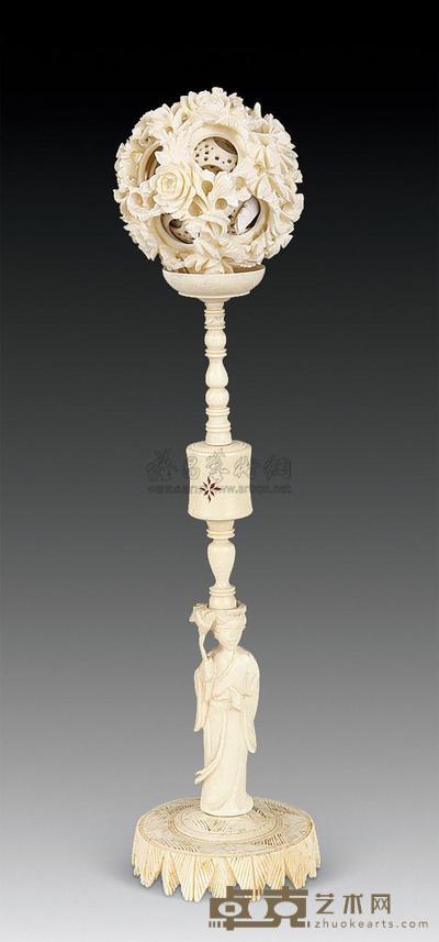 民国 象牙球 (九层) 直径6.5cm;高27cm