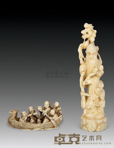 民国 象牙寿星 五老摆件 (两件) 尺寸不一
