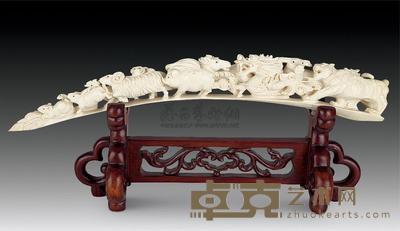 民国 象牙刻十二生肖摆件 长49cm