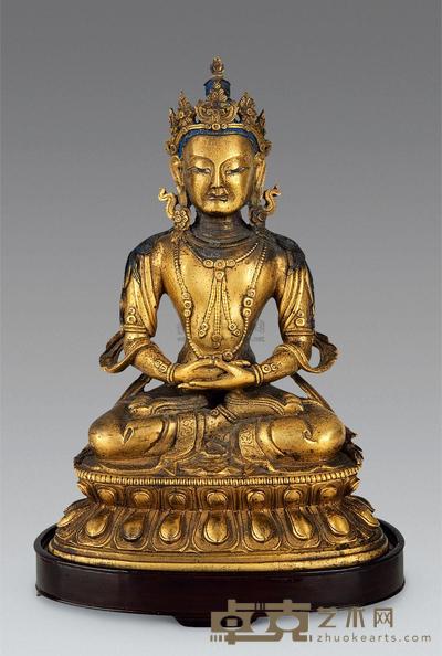 清乾隆 铜鎏金佛 高17.3cm