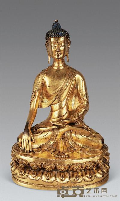 清 铜鎏金佛 高26.5cm