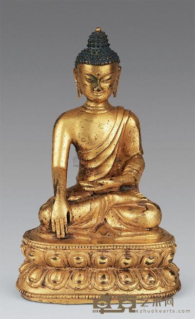 清中期 铜鎏金佛像 高19.5cm