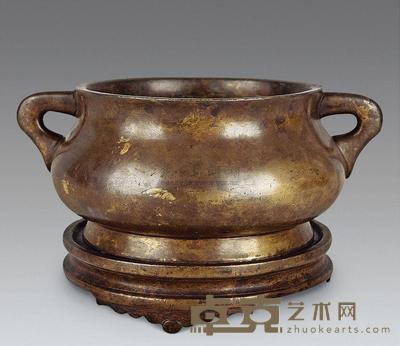 清 洒金铜炉 直径12.4cm