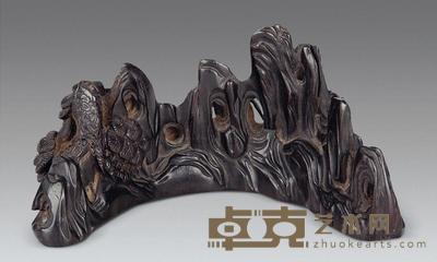 民国 紫檀刻松鹿笔架 长15.5cm