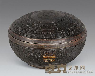 清 椰壳雕八宝寿字纹盒 直径11.7cm