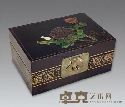 民国 木漆嵌宝方盒 18×13×8cm