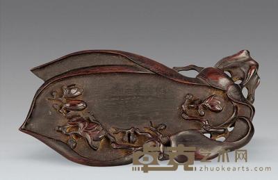 清 红木刻兰花笔舔 18×9.5cm
