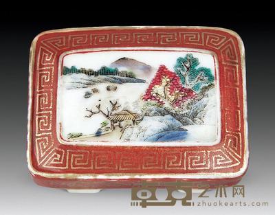 清乾隆 粉彩山水带扣 5.8×4.9cm