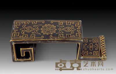 清乾隆 墨地描金墨床 长8.1cm