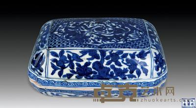 明万曆 青花龙纹长方盖盒 19.5×13.3cm