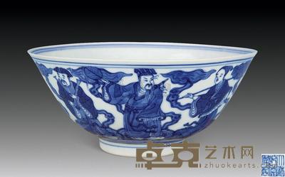 清 青花八仙人物碗 直径15.3cm