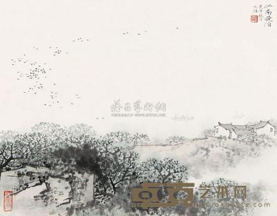 宋文治 江南晓泊 镜心 31×40cm