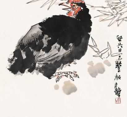张继馨 竹鸡图 镜心