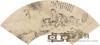 沈瑞初 秋山行旅图 镜心 17×48.5cm