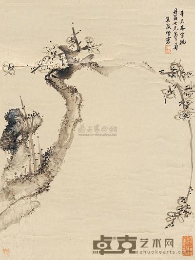 冒襄 墨梅图 立轴 39×29.5cm