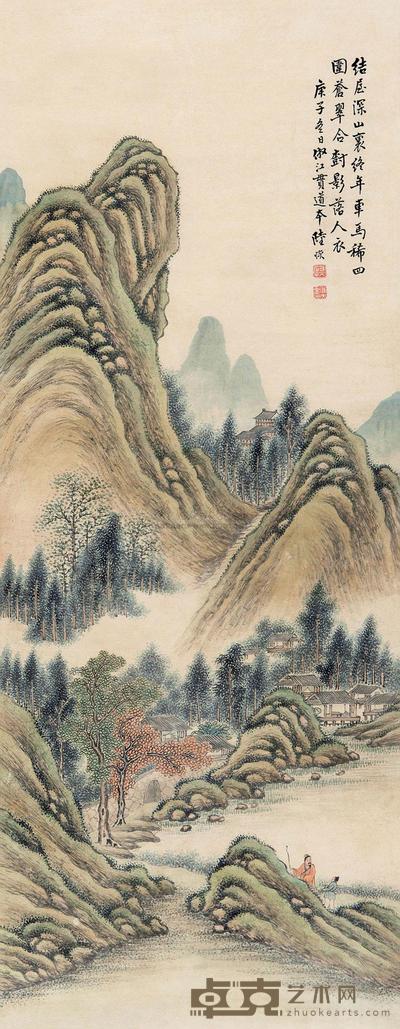 陆恢 山居图 立轴 108×41cm