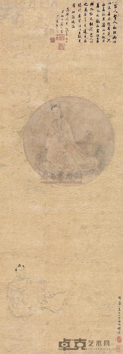 丁云鹏 观音菩萨宝像 立轴 136.5×47.5cm