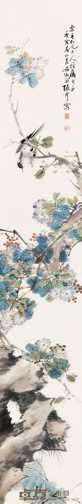 张芷湘 花鸟 立轴 135.5×22.5cm