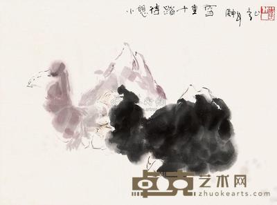 李山 小憩待踏千里雪 立轴 33.5×45.5cm