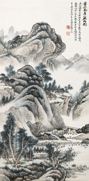 吕万 夏山欲雨图 镜心