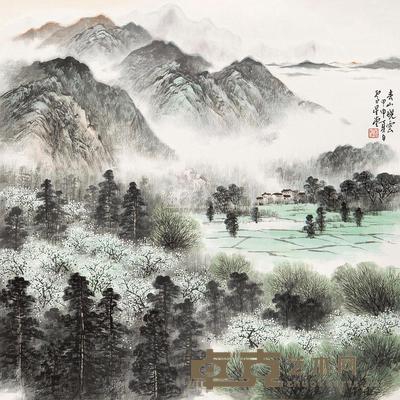 卢星堂 春山晓云 镜心 69×69cm