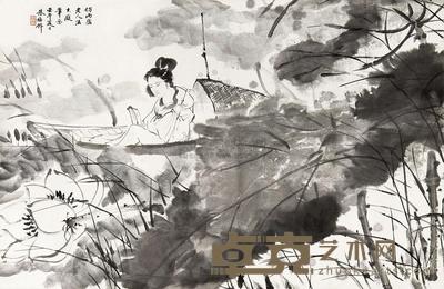 朱梅邨 赏荷图 镜心 45×69cm