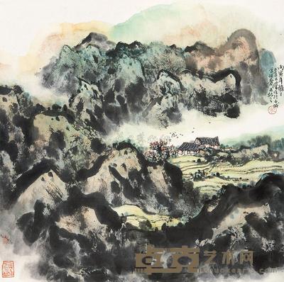 宋玉麟 峰峦秋霭图 立轴 67×67cm