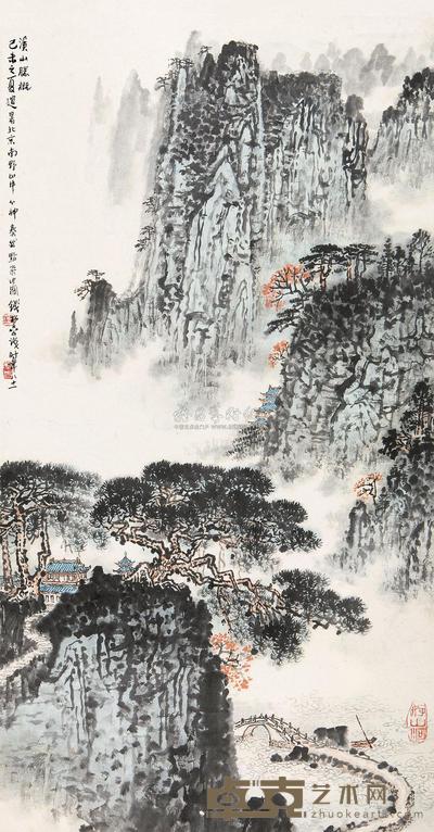 钱松嵒 溪山胜概 立轴 98×51cm