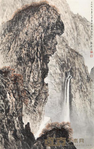 魏紫熙 秋壑飞瀑 镜心 107.5×69cm