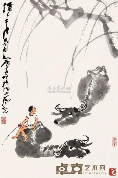 李可染 牧牛图 立轴 68×46cm
