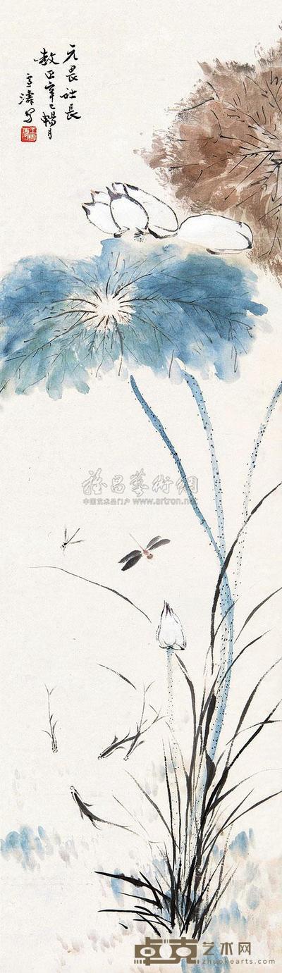 王雪涛 荷塘清趣 立轴 102×30.5cm