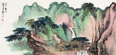 谢稚柳 峰峦松瀑图 镜心 40×83.5cm