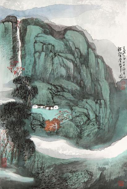 蔡天雄 松壑叠翠图 镜心