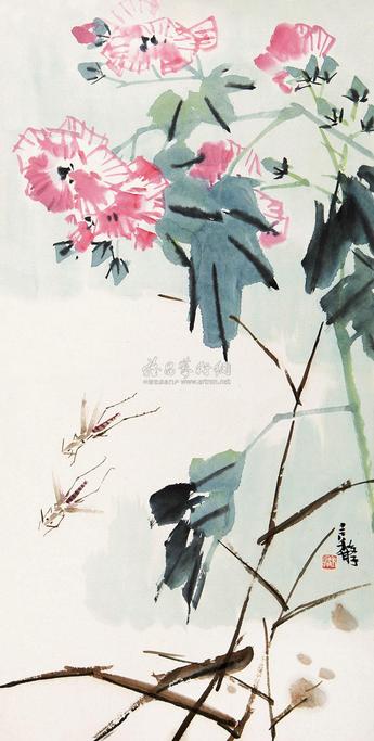 张继馨 花卉草虫 立轴