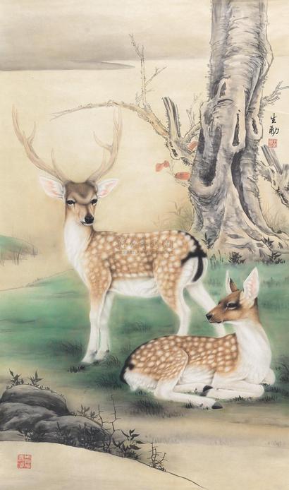 王生勇 双鹿 镜心