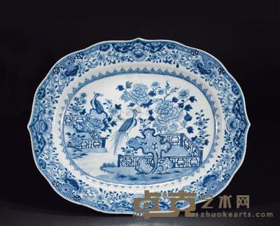 清乾隆 青花花卉大盘 直径36×29cm