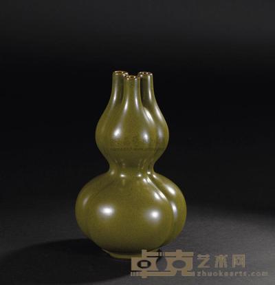 清乾隆 茶叶沫釉三孔葫芦瓶 高19cm