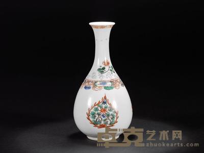 清康熙 五彩火焰开光玉壶春 高17.5cm