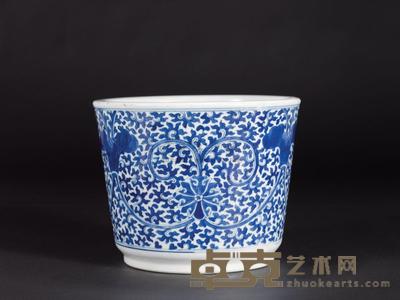 清光绪 青花西番莲纹花盆 直径24.5cm