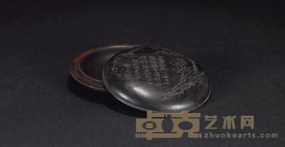 清 紫檀梅纹印盒 直径9cm