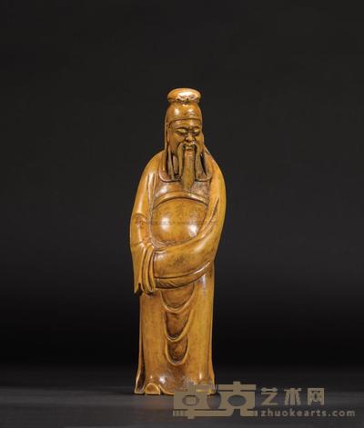 清 黄杨木雕人物立像 高23.5cm