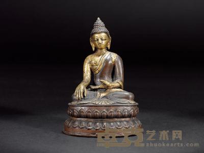 清 铜鎏金佛像 高15cm