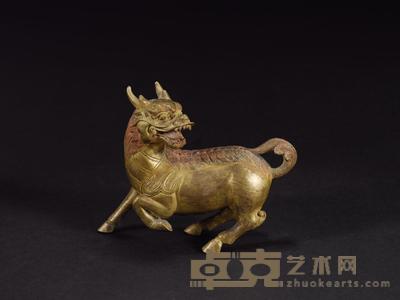 清中期 铜鎏金神兽 高12.5cm