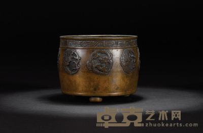 清 螭龙纹铜炉 直径11cm