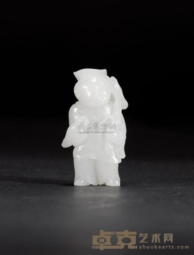清 白玉童子 高5cm