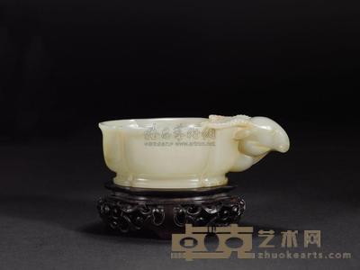 清 青白玉羊首杯 高4cm;长13cm