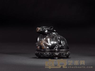 清 墨玉瑞兽摆件 高9cm;长13cm