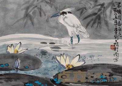 李剑晨 鹭鸶 镜框 40×28cm